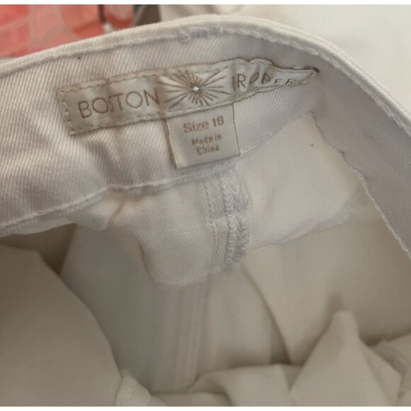 Boston Proper Embellished White Jeans Pink Floral & Crystal Accents Size Plus 16 - Picture 9 of 12